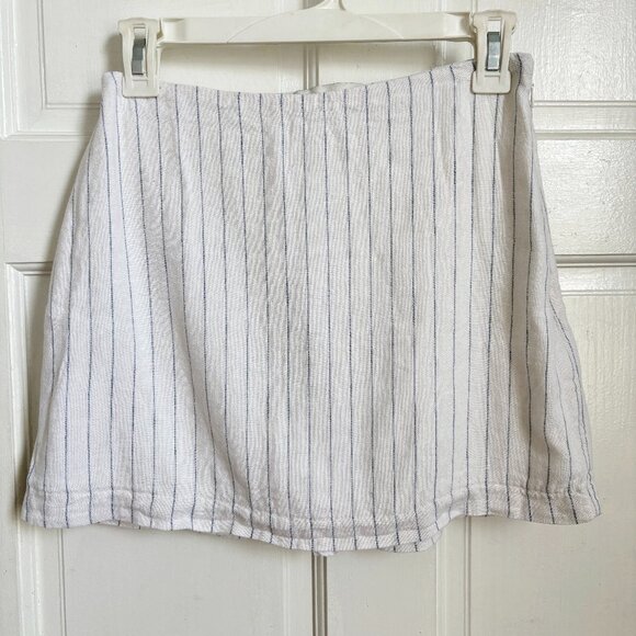 Abercrombie & Fitch Scarlett Mini Skort Linen White Pin Stripe Small XS Short - Picture 1 of 6